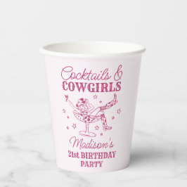 Roze cocktails en cowgirls Rodeo verjaardag Papieren Bekers