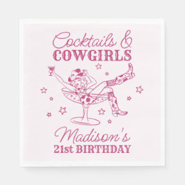 Roze cocktails en cowgirls Rodeo verjaardag Servet