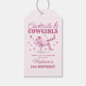 Roze cocktails en Cowgirls Rodeo verjaardagsfeestj Cadeaulabel (Voorkant)