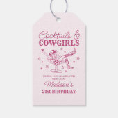 Roze cocktails en Cowgirls Rodeo verjaardagsfeestj Cadeaulabel (Achterkant)