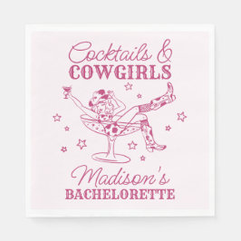 Roze cocktails en cowgirls rodeo vrijgezellenfeest servet