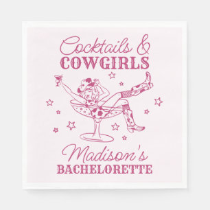 Roze cocktails en cowgirls rodeo vrijgezellenfeest servet