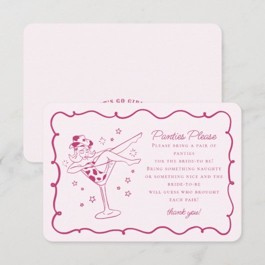 Roze cocktails en cowgirls slipjes graag invoegen informatiekaartje (Voorkant / Achterkant)