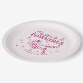 Roze cocktails en Cowgirls Verjaardag Bachelorette Papieren Bordje (Gekanteld)