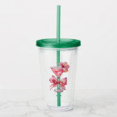 Roze cocktailvlieg acryl drinkbeker (Voorkant)