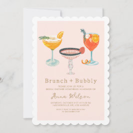 Roze Coctails Brunch Bubble Blush Vrijgezellenfees Kaart