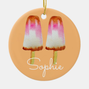 Roze cola popsicles damesthema's naam snoepjes keramisch ornament