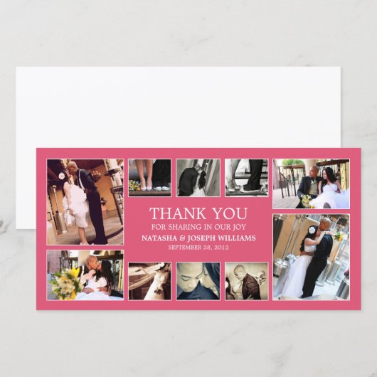 ROZE COLLAGE | BRUILOFT BEDANKT KAART (Voorkant / Achterkant)