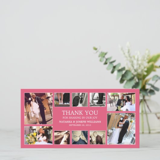 ROZE COLLAGE | BRUILOFT BEDANKT KAART (Staand voorkant)