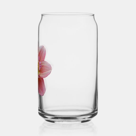 Roze Collarette Dahlia Bloom Bloemen Blikvorm Glas (Links)
