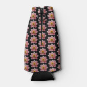 Roze Collarette Dahlia Floral Pattern on Black Flesjeskoeler (Achterkant)