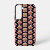 Roze Collarette Dahlia Floral Pattern on Black Samsung Galaxy Hoesje (Achterkant)