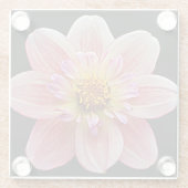 Roze Collarette Dahlia op Black Floral Glazen Onderzetter (Achterkant)