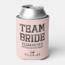 Roze Collegiate Team Bride Bachelorette Party Blikjeskoeler