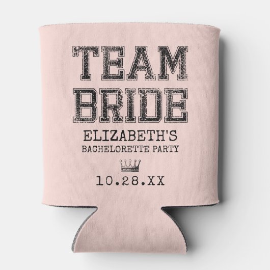 Roze Collegiate Team Bride Bachelorette Party Blikjeskoeler (Achterkant)