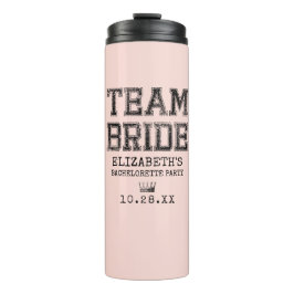 Roze Collegiate Team Bride Bachelorette Party Thermosbeker