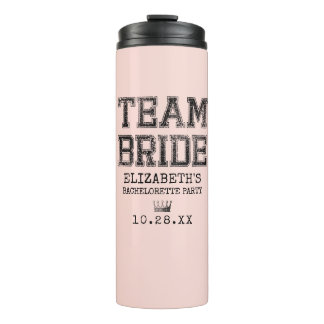Roze Collegiate Team Bride Bachelorette Party Thermosbeker
