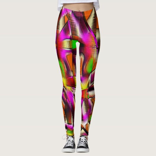 Roze cologe verdraaide snijdsels en inkepende kras leggings (Voorkant)