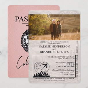Roze Colorado Paspoort Bruiloft Kaart
