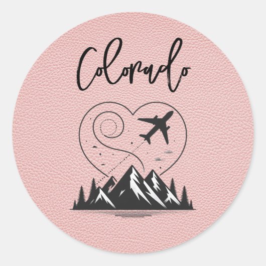 Roze Colorado Paspoort  Ronde Sticker (Voorkant)