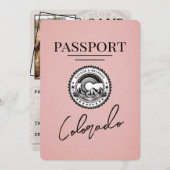 Roze Colorado Passport Save The Date (Voorkant / Achterkant)