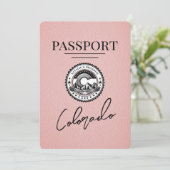 Roze Colorado Passport Save The Date (Staand voorkant)