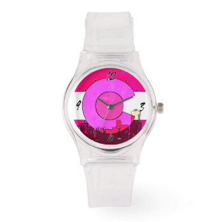 Roze Colorado vlag Denver skyline roze horloge