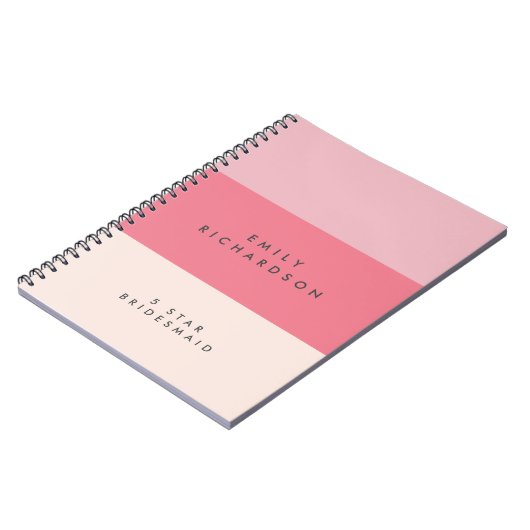 Roze Colorblock bruidsmeisje spiraal Notitieboek (Linkerzijde)