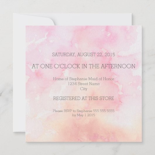 ROZE COLUMBINE BLOEM WATERVERF SPLASH BRIDAL KAART (Achterkant)