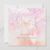 ROZE COLUMBINE BLOEM WATERVERF SPLASH BRIDAL KAART (Voorkant)