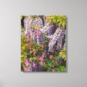 Roze Columbine en Paarse Wisteria Bloemen Canvas Afdruk (Voorkant)