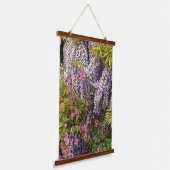 Roze Columbine en Paarse Wisteria Bloemen Hangend Wandkleed (Gebogen)