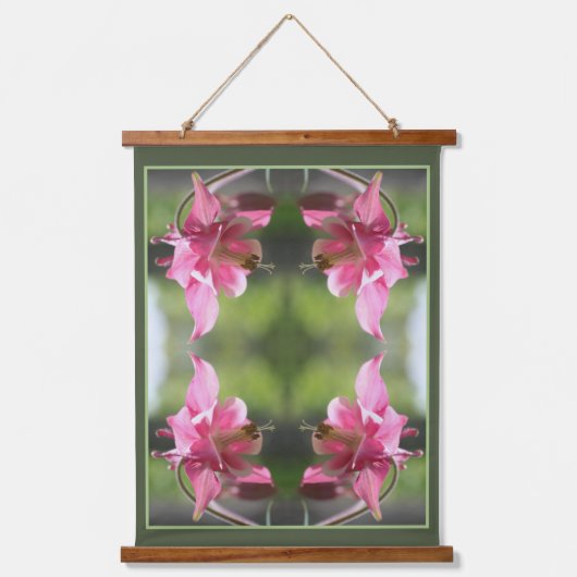 Roze Columbine Flower Close-up Abstract Hangend Wandkleed (Voorkant)