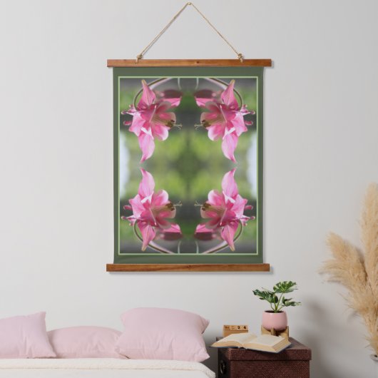 Roze Columbine Flower Close-up Abstract Hangend Wandkleed (Slaapkamer)