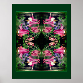 Roze Columbine Flowers Sluit Abstract op Poster