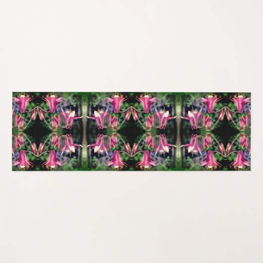Roze Columbine Flowers Sluit Abstract op Yogamat (Voorkant (horizontaal))