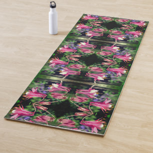 Roze Columbine Flowers Sluit Abstract op Yogamat