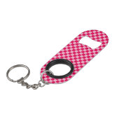 Roze combinatie klassiek schaakbord van STaylor Mini Flessenopener (Voorkant Gekanteld)