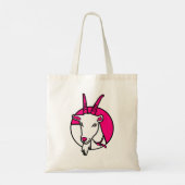 Roze Comic Goat Digitaal Portret Tote Bag (Achterkant)