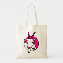 Roze Comic Goat Digitaal Portret Tote Bag