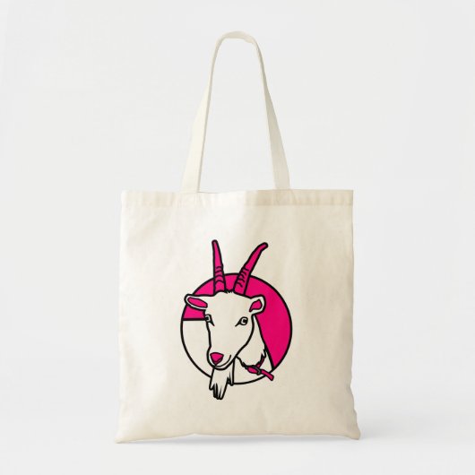 Roze Comic Goat Digitaal Portret Tote Bag (Voorkant)