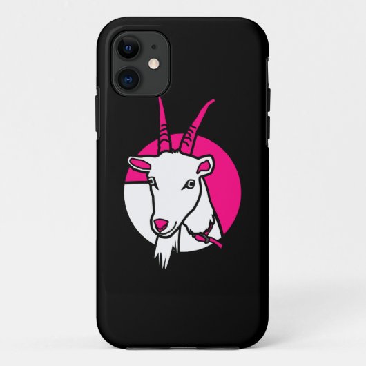 Roze Comic Goat Digitaal Portret Zwarte Achtergron Case-Mate iPhone Case (Achterkant)