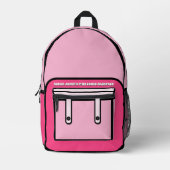 Roze Comic Style Cartoon Gedrukte Rugzak (Voorkant)