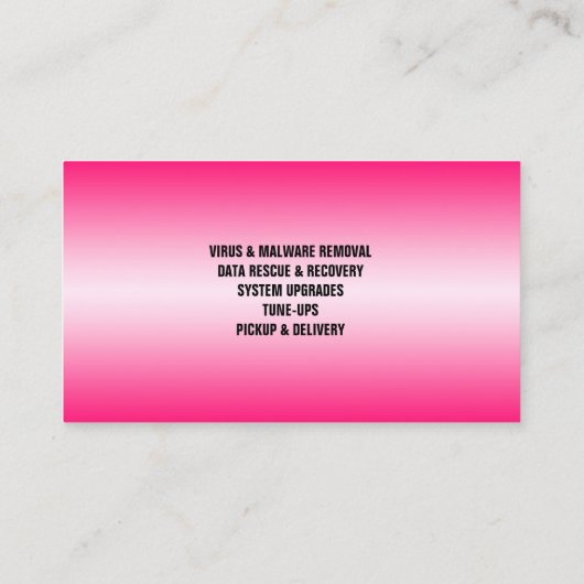 Roze Computer Reparatie Visitekaartje (Achterkant)