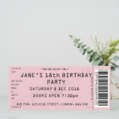 Roze concert Ticket Party-uitnodiging Kaart (Staand voorkant)