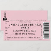 Roze concert Ticket Party-uitnodiging Kaart (Voorkant / Achterkant)