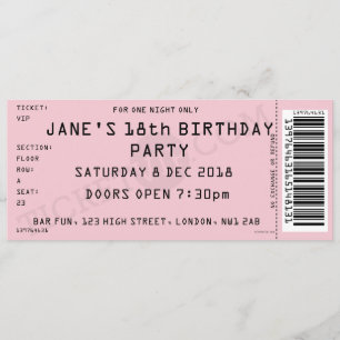 Roze concert Ticket Party-uitnodiging Kaart