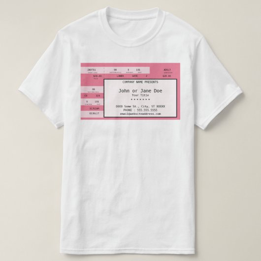 roze concertkaartje t-shirt (Design voorkant)