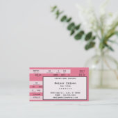 roze concertkaartje visitekaartje (Staand voorkant)