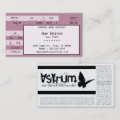 roze concertkaartje visitekaartje (Voorkant / Achterkant)